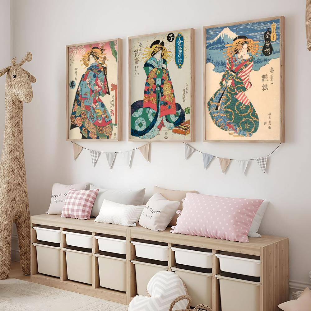 레트로 일본 게이샤 포스터 미니멀리스트 스타일의 간편하 - Interior Design Japanese 리뷰 및 가격