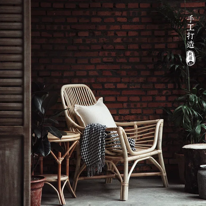 북유럽 천연 등나무 의자 싱글 코트야드 레저 발코니 인 - Interior Design Japanese 리뷰 및 가격